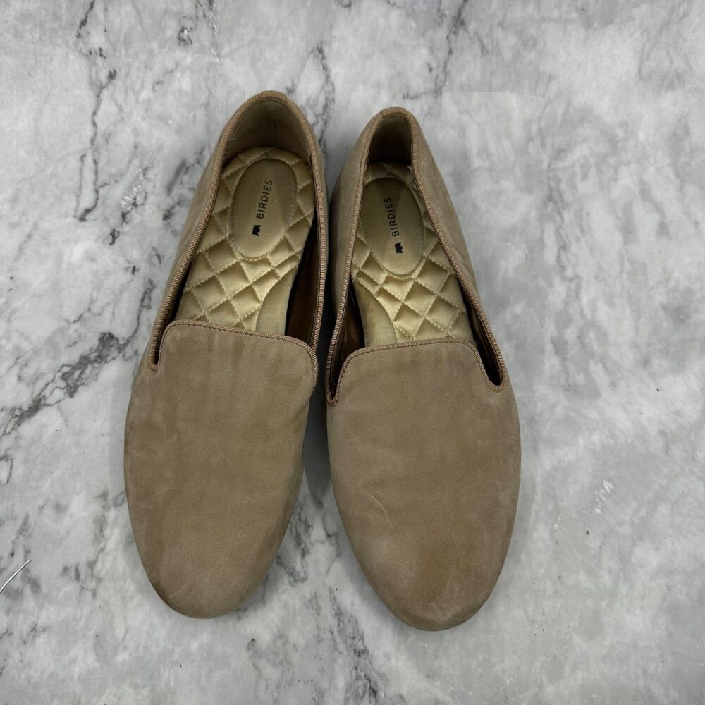Birdies The Starling Latte Suede Loafers Flats Women's Size 9 Quilted Comfort